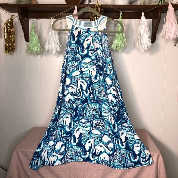 Lilly Pulitzer Womens Elephant Achelle Keep On Trunkin Dress Blue White Small - Picture 2 of 9